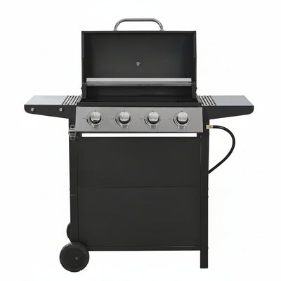 4-Burner Portable Stainless Steel Propane Gas Grill in Black