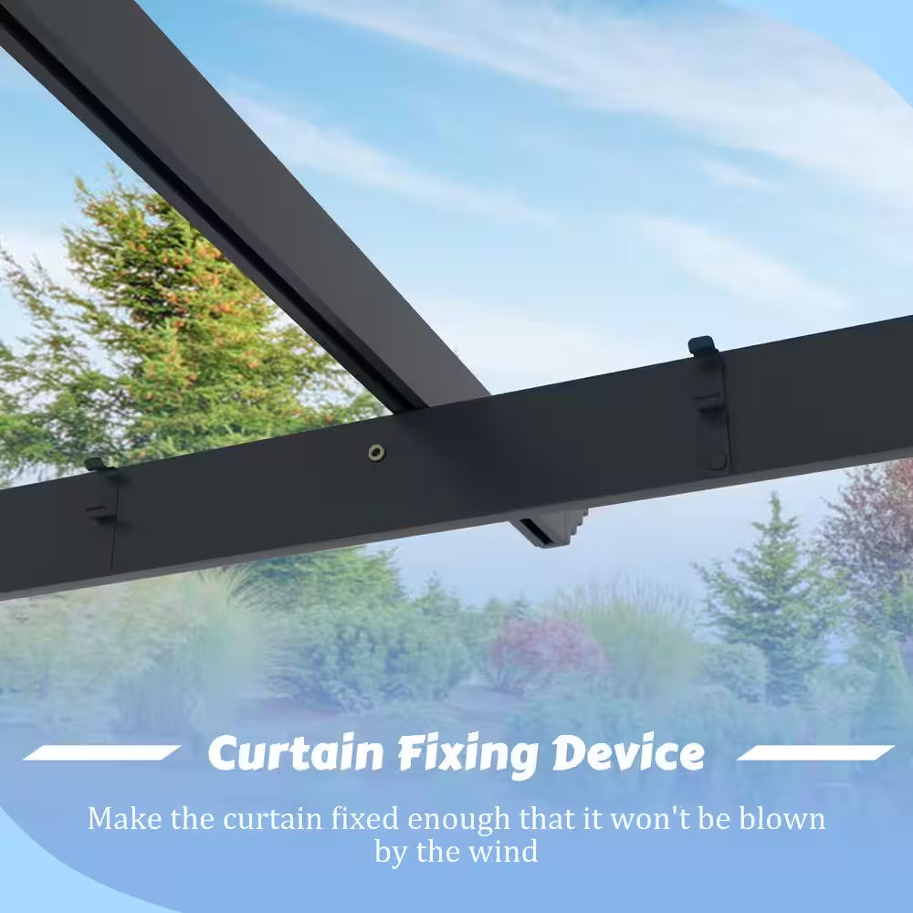 10 Ft. W X 10 Ft. D Aluminum Pergola Outdoor with Dark Gray Retractable Canopy