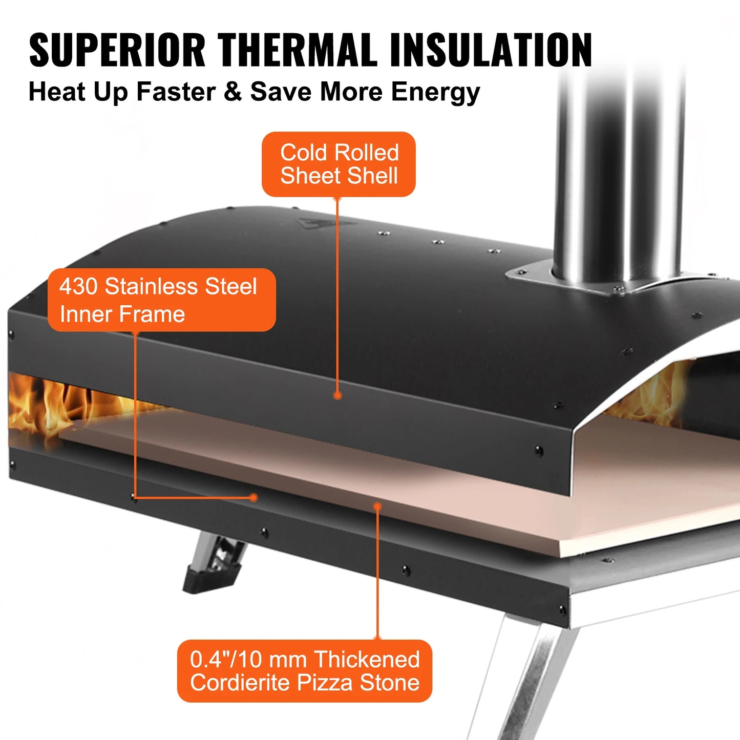 12Inch Outdoor Oven Charcoal Fired Maker Portable outside Stainless Steel Grill&Pizza Waterproof for Backyard Camping