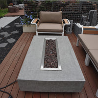 Outdoor Fire Table Built for Year-Round Gathering, Cast Concrete, 45,000 BTU, Liquid Propane, 56x32