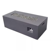 Zachary 40 In. X 15 In. Rectangular Concrete Propane Outdoor Patio Fire Pit in Dark Gray with Tank Holder