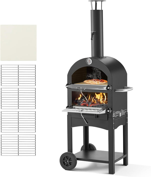 12-Inch Portable Wood-Fired Outdoor Pizza Oven