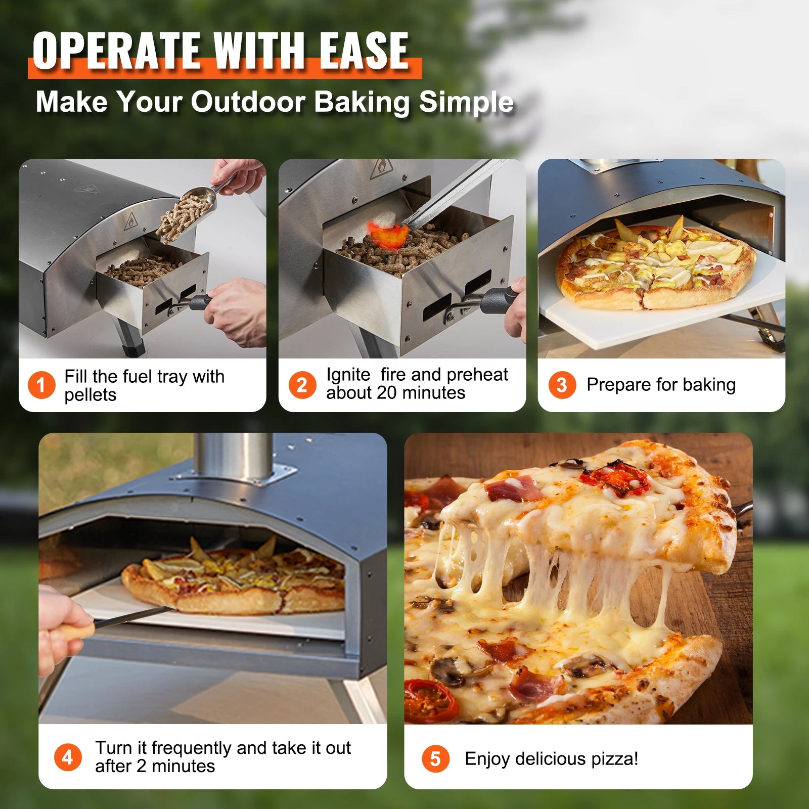 12Inch Outdoor Oven Charcoal Fired Maker Portable outside Stainless Steel Grill&Pizza Waterproof for Backyard Camping