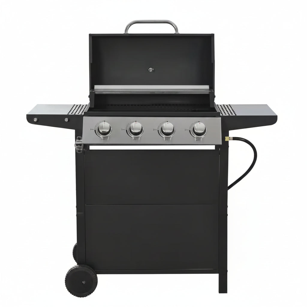 4-Burner Portable Stainless Steel Propane Gas Grill in Black