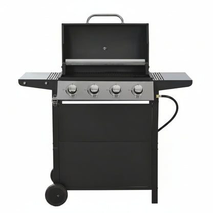 4-Burner Portable Stainless Steel Propane Gas Grill in Black