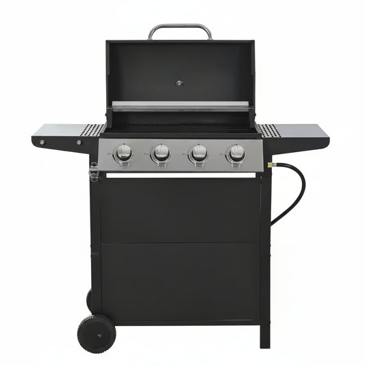 4-Burner Portable Stainless Steel Propane Gas Grill in Black