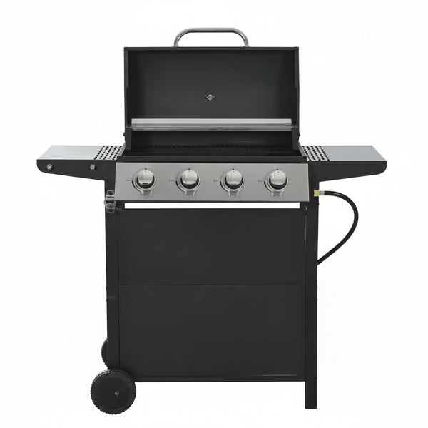 4-Burner Portable Stainless Steel Propane Gas Grill in Black