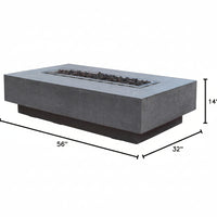 Outdoor Fire Table Built for Year-Round Gathering, Cast Concrete, 45,000 BTU, Liquid Propane, 56x32