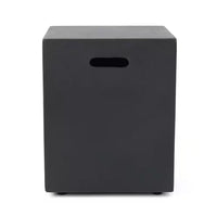 Zachary 40 In. X 15 In. Rectangular Concrete Propane Outdoor Patio Fire Pit in Dark Gray with Tank Holder