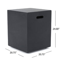 Zachary 40 In. X 15 In. Rectangular Concrete Propane Outdoor Patio Fire Pit in Dark Gray with Tank Holder