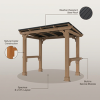 8 Ft. W X 5 Ft. D Cedar Wood Grill Gazebo Outdoor with Steel Roof — infographic