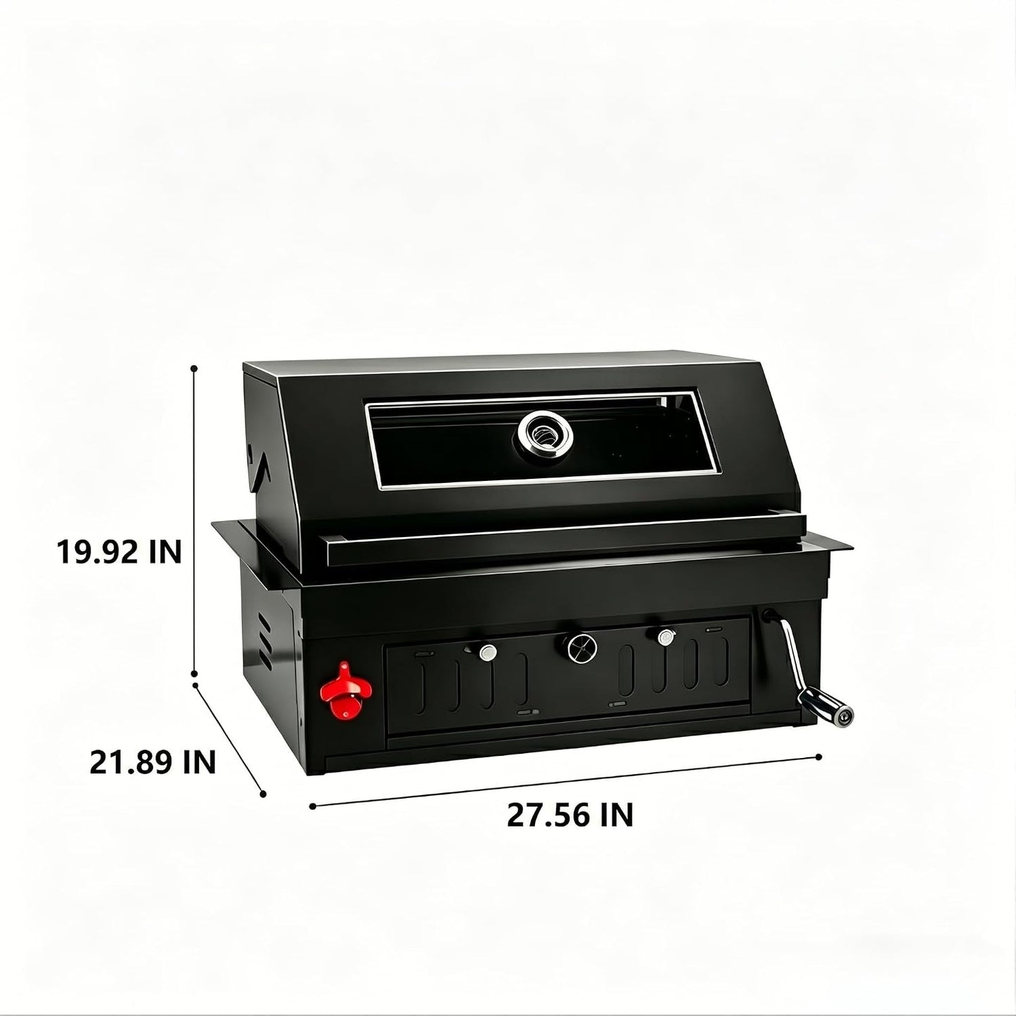 27-Inch Heavy Duty Charcoal Grill, 304 Stainless Steel Portable Outdoor BBQ with Adjustable Tray, Large Front Door & Side Vents for Backyard, Patio, Camping Family BBQ Gatherings