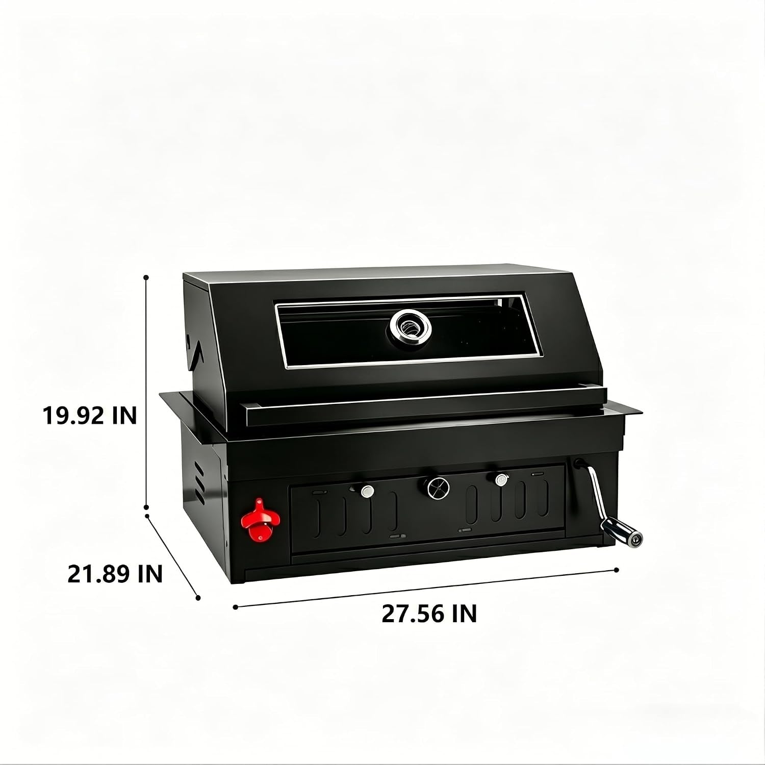 27-Inch Heavy Duty Charcoal Grill, 304 Stainless Steel Portable Outdoor BBQ with Adjustable Tray, Large Front Door & Side Vents for Backyard, Patio, Camping Family BBQ Gatherings