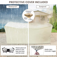 Costway 4 PCS Outdoor Rattan Conversation Set Patio Rattan Sofa Set W/ Protective Cover