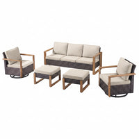 Outdoor Conversation Set Built for All-Weather Comfort, 5 Pieces, Swivel Rocker Chairs, PE Wicker
