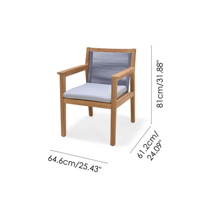 Agate Teak and Rope Armchair Blue