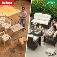 Costway 4 PCS Outdoor Rattan Conversation Set Patio Rattan Sofa Set W/ Protective Cover — Before & After
