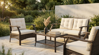 Costway 4 PCS Outdoor Rattan Conversation Set Patio Rattan Sofa Set W/ Protective Cover — Lifestyle