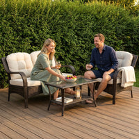 Costway 4 PCS Outdoor Rattan Conversation Set Patio Rattan Sofa Set W/ Protective Cover — Lifestyle