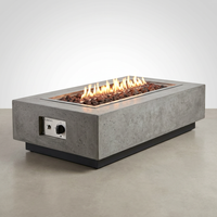 Hampton Fire Table Outdoor Fire Pit 56" X 32" Cast Concrete Firepit Includes Lava Rocks 45,000 Btus Outdoor Fireplace for Patio Furniture Set, Deck, Porch, Outdoor Heater - Liquid Propane — Studio Shot