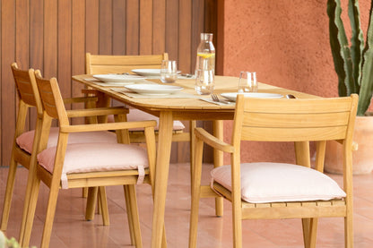 Jade Teak Stacking Armchair - Cushion Terracota