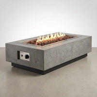 Outdoor Fire Table Built for Year-Round Gathering, Cast Concrete, 45,000 BTU, Liquid Propane, 56x32" — Studio Shot