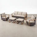 Outdoor Conversation Set Built for All-Weather Comfort, 5 Pieces, Swivel Rocker Chairs, PE Wicker