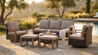 Wicker Patio Furniture Sets,5 Pieces Outdoor Conversation Sets with Swivel Rocker Chairs Sofa and Ottomans for Deck Porch Poolside — Lifestyle