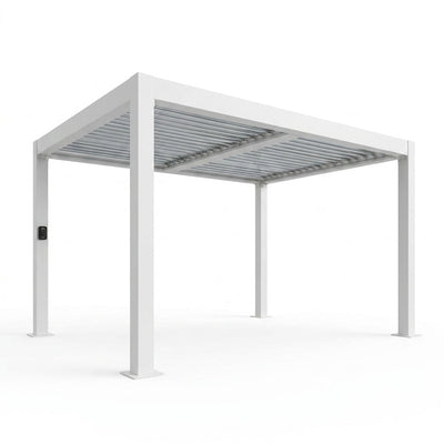 Outdoor Steel Pergola Kit Built for Weather Resistance, 14' x 10' Galvanized Frame, Shade Sail Canopy, PowerPort