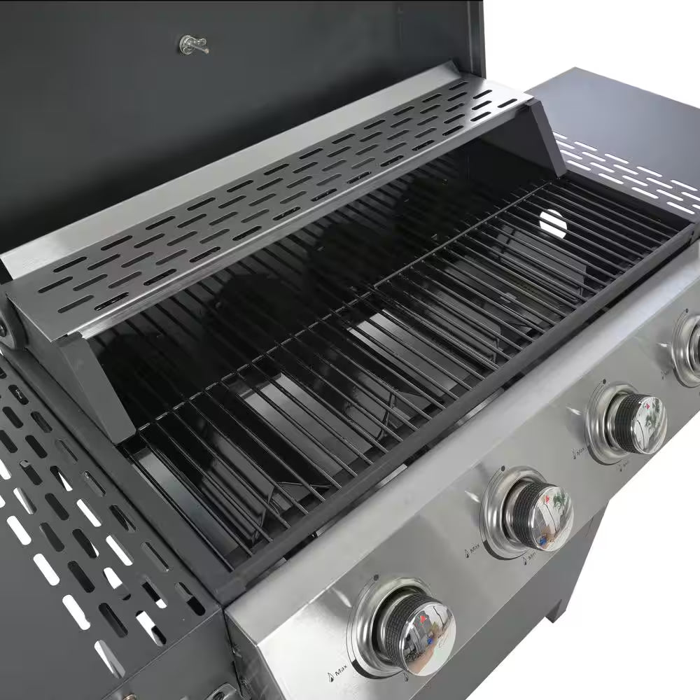 Propane Grill 4 Burner Barbecue Grill Stainless Steel Gas Grill in Black