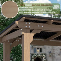 8 Ft. W X 5 Ft. D Cedar Wood Grill Gazebo Outdoor with Steel Roof