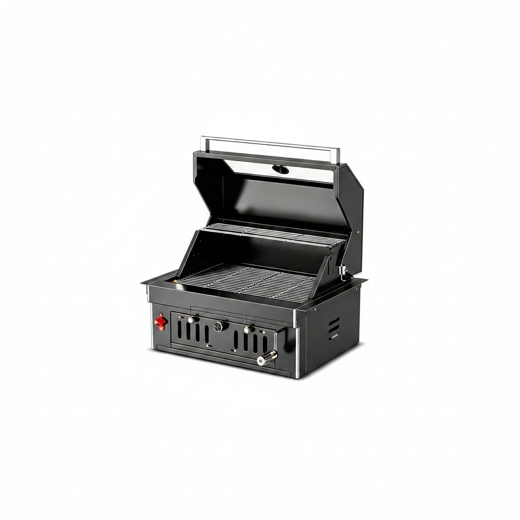 27-Inch Heavy Duty Charcoal Grill, 304 Stainless Steel Portable Outdoor BBQ with Adjustable Tray, Large Front Door & Side Vents for Backyard, Patio, Camping Family BBQ Gatherings