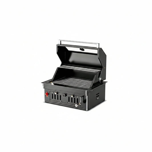 27-Inch Heavy Duty Charcoal Grill, 304 Stainless Steel Portable Outdoor BBQ with Adjustable Tray, Large Front Door & Side Vents for Backyard, Patio, Camping Family BBQ Gatherings