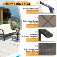 Costway 4 PCS Outdoor Rattan Conversation Set Patio Rattan Sofa Set W/ Protective Cover