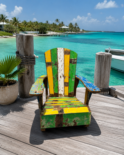 Recycled Boat Wood Adirondack Rocking Chair – Handmade in Bali, Indonesia