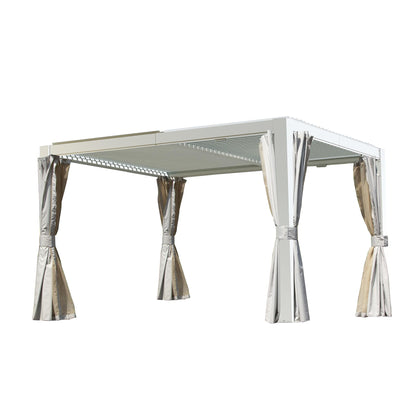 10x12 FT Outdoor Louvered Pergola with Adjustable Louvers - White