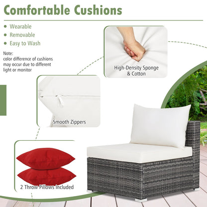 7 Pieces Patio Rattan Furniture Set Sectional Sofa Garden Cushion